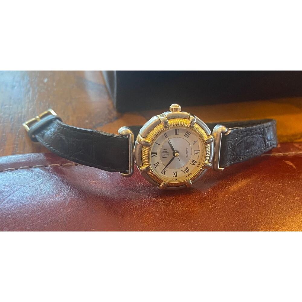 Women's 27mm Two Tone PHD Watch, Black Leather Band